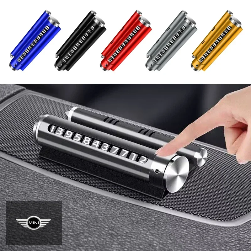 Alloy Metal Car Temporary Parking Card Rotatable Phone Number Plate For Mini Cooper R53 R50 F54 F55 F56 F57 F60 R52 R55 R56 R57