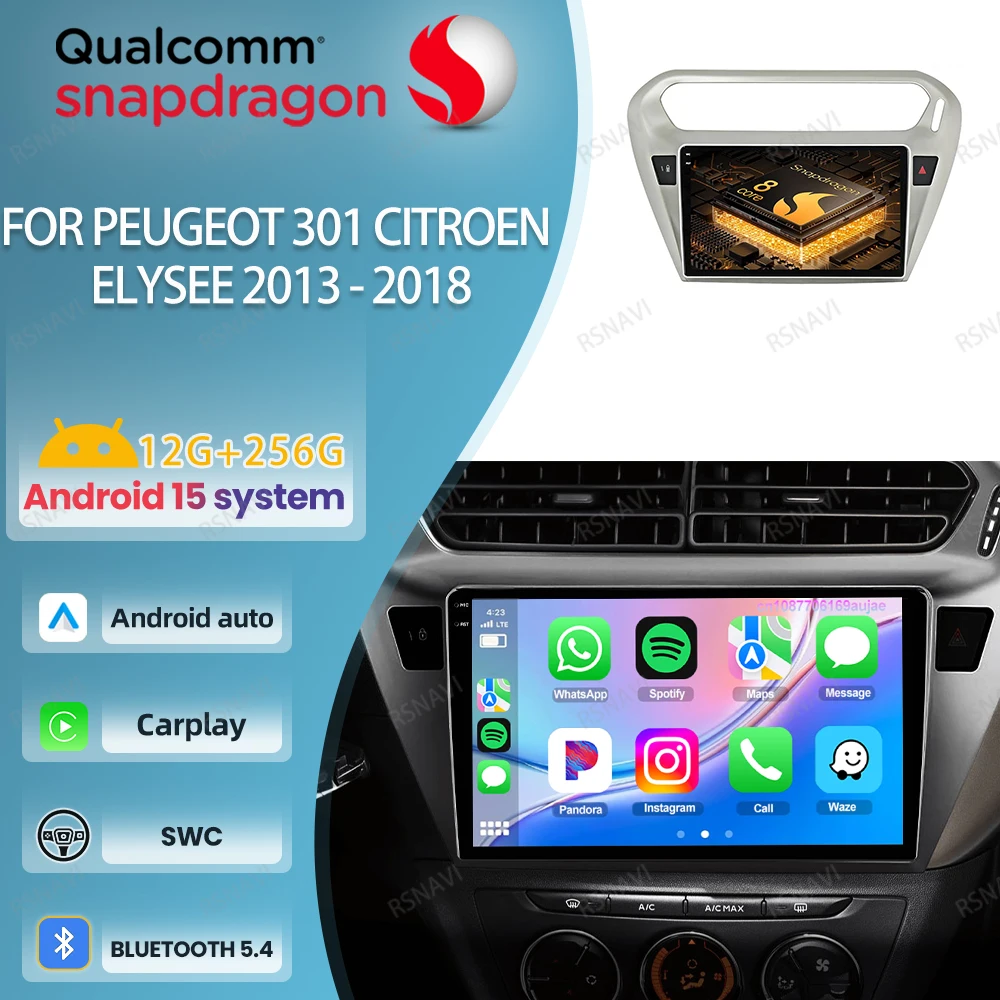 Car Radio Android 15 For Peugeot 301 Citroen Elysee 2013 - 2018 BT 4G LTE Qualcomm Autoradio Head Unit QLED GPS Navigation DVD
Car Radio Android 15 For Peugeot 301 Citroen Elysee 2013 - 2018 BT 4G LTE Qualcomm Autoradio Head Unit QLED GPS Navigation DVD