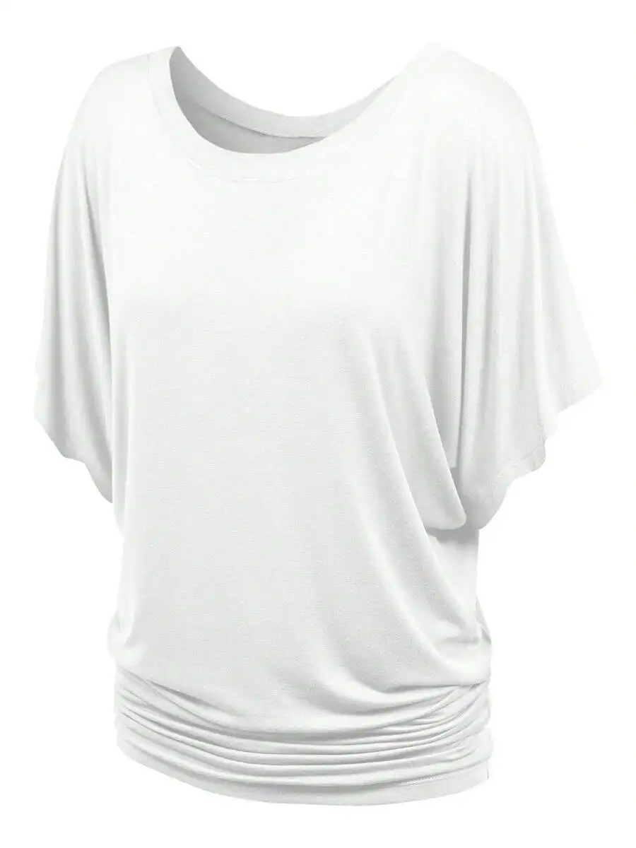 Womens Boat Neck Batwing Sleeve Draped Hem Top
Womens Boat Neck Batwing Sleeve Draped Hem Top