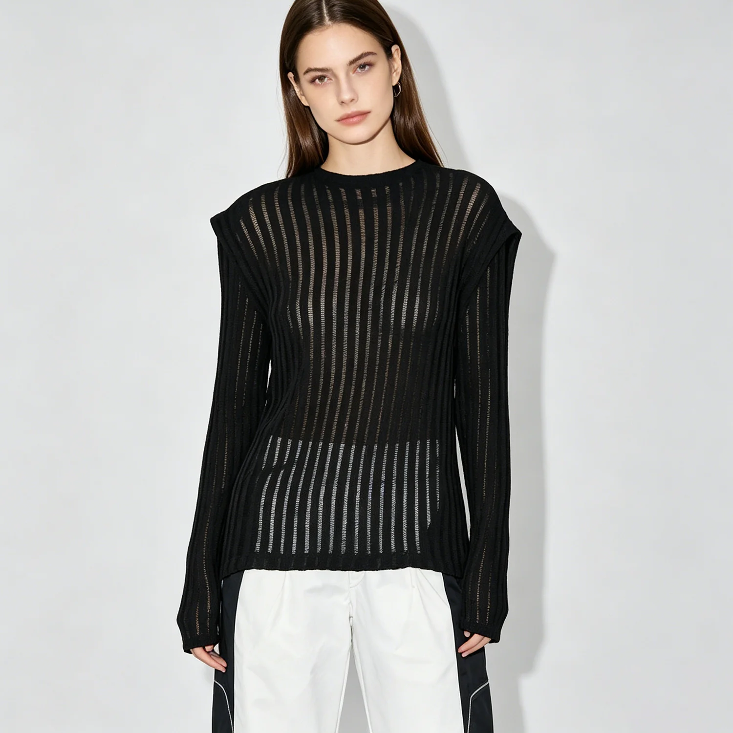 LIMO Ladies' Vertical Stripe Breathable Mesh Knit Long Sleeve See-Through Cover Up Top for Beach Casual Daily Wear
LIMO Ladies' Vertical Stripe Breathable Mesh Knit Long Sleeve See-Through Cover Up Top for Beach Casual Daily Wear