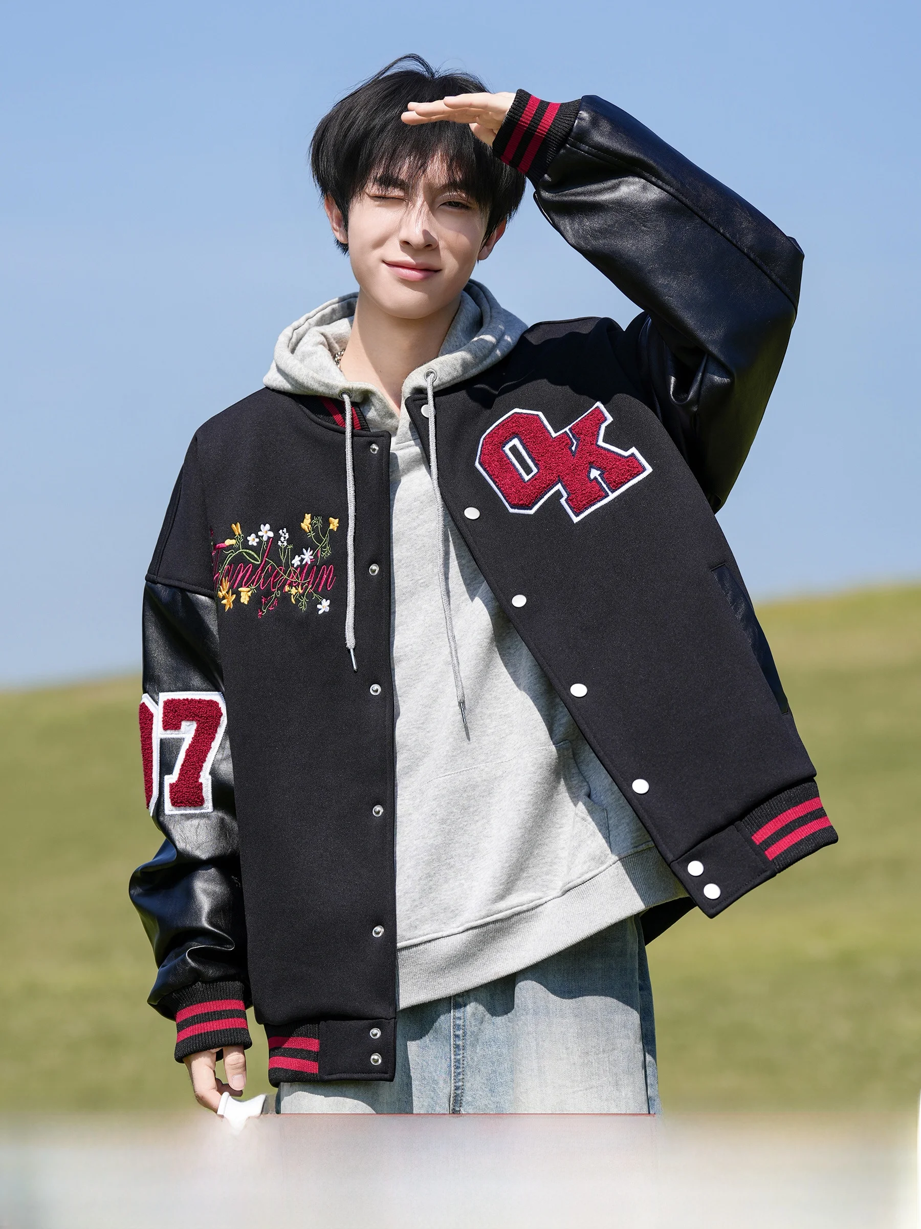 Stitching Floral American Baseball Jaet Men's Spring Autumn Trend Design Leather Color Blo Jaet Youth Sle
Stitching Floral American Baseball Jaet Men's Spring Autumn Trend Design Leather Color Blo Jaet Youth Sle