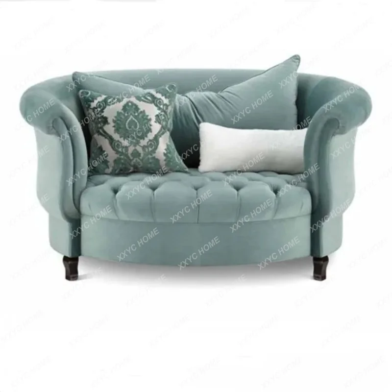 M living room bedroom single semi-circular curved fabric pull-button neo-classical café sofa
M living room bedroom single semi-circular curved fabric pull-button neo-classical café sofa