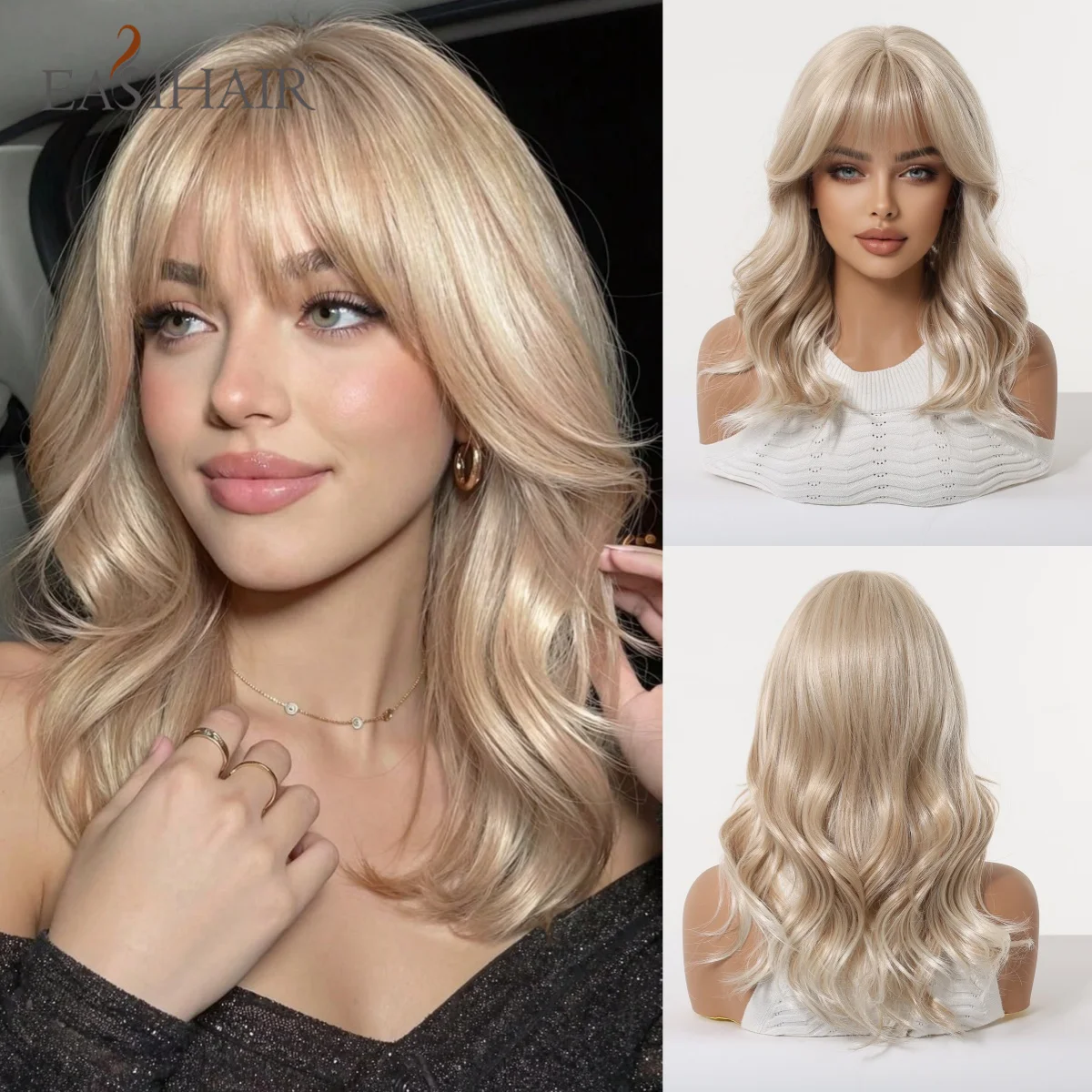 16inch Long Blonde Body Wavy Synthetic Wigs with Bangs for Women Heat Resistant Natural Hairs Wig for Daily Cosplay Party Wear
16inch Long Blonde Body Wavy Synthetic Wigs with Bangs for Women Heat Resistant Natural Hairs Wig for Daily Cosplay Party Wear