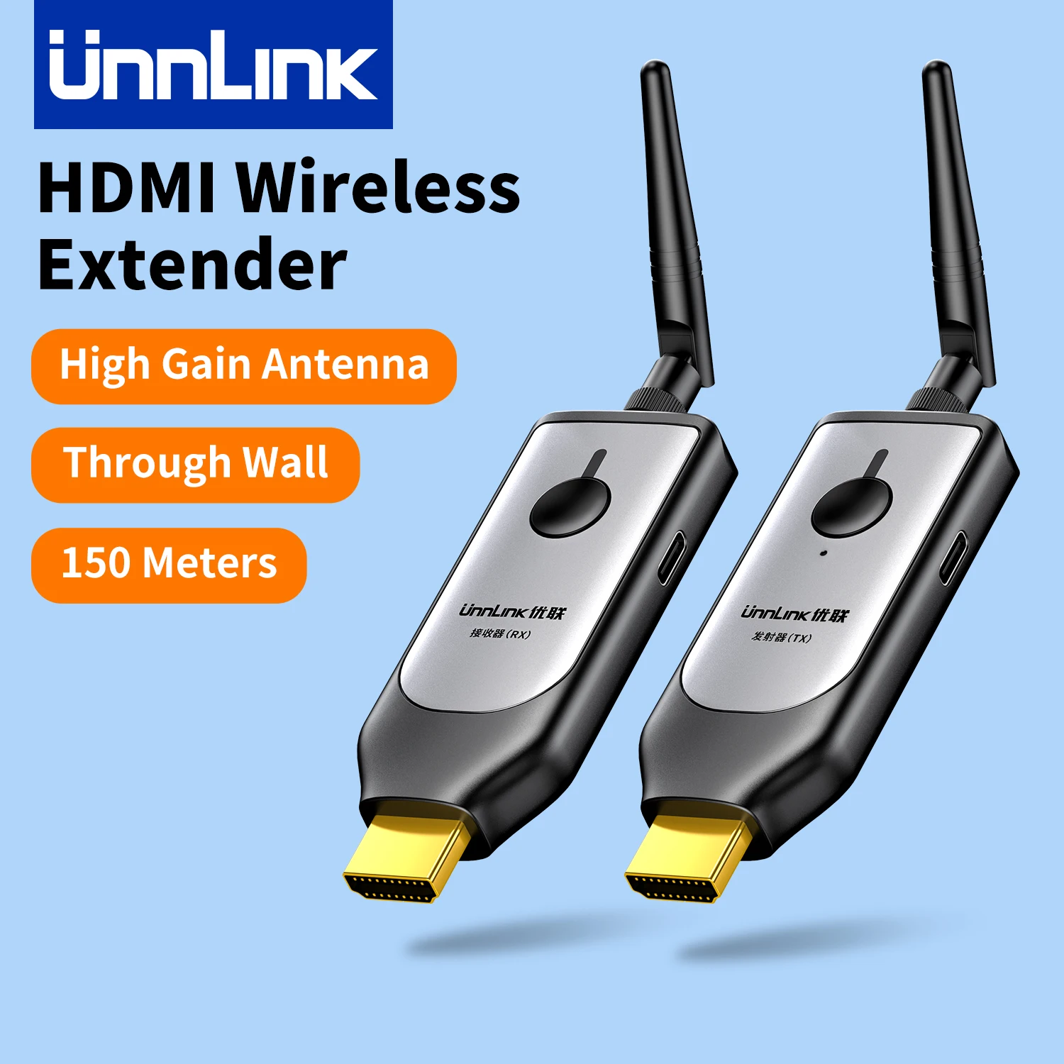Unnlink Wireless HDMI Transmitter and Receiver 1080P 150M/492FT HDMI Wireless Extender for Laptop/Set-top Box/Camera/Phone to TV
Unnlink Wireless HDMI Transmitter and Receiver 1080P 150M/492FT HDMI Wireless Extender for Laptop/Set-top Box/Camera/Phone to TV