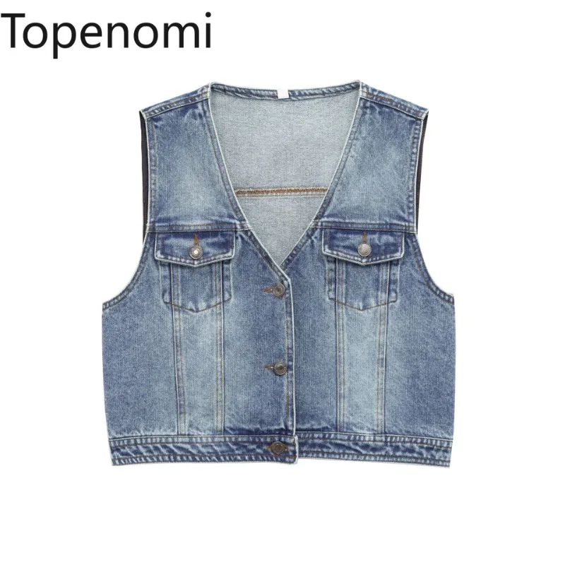 Topenomi Vintage Denim Vest Women 2025 Spring Summer V Neck Sleeveless Short Jacket Coat Casual All Match Button Up Cardigan Top
Topenomi Vintage Denim Vest Women 2025 Spring Summer V Neck Sleeveless Short Jacket Coat Casual All Match Button Up Cardigan Top