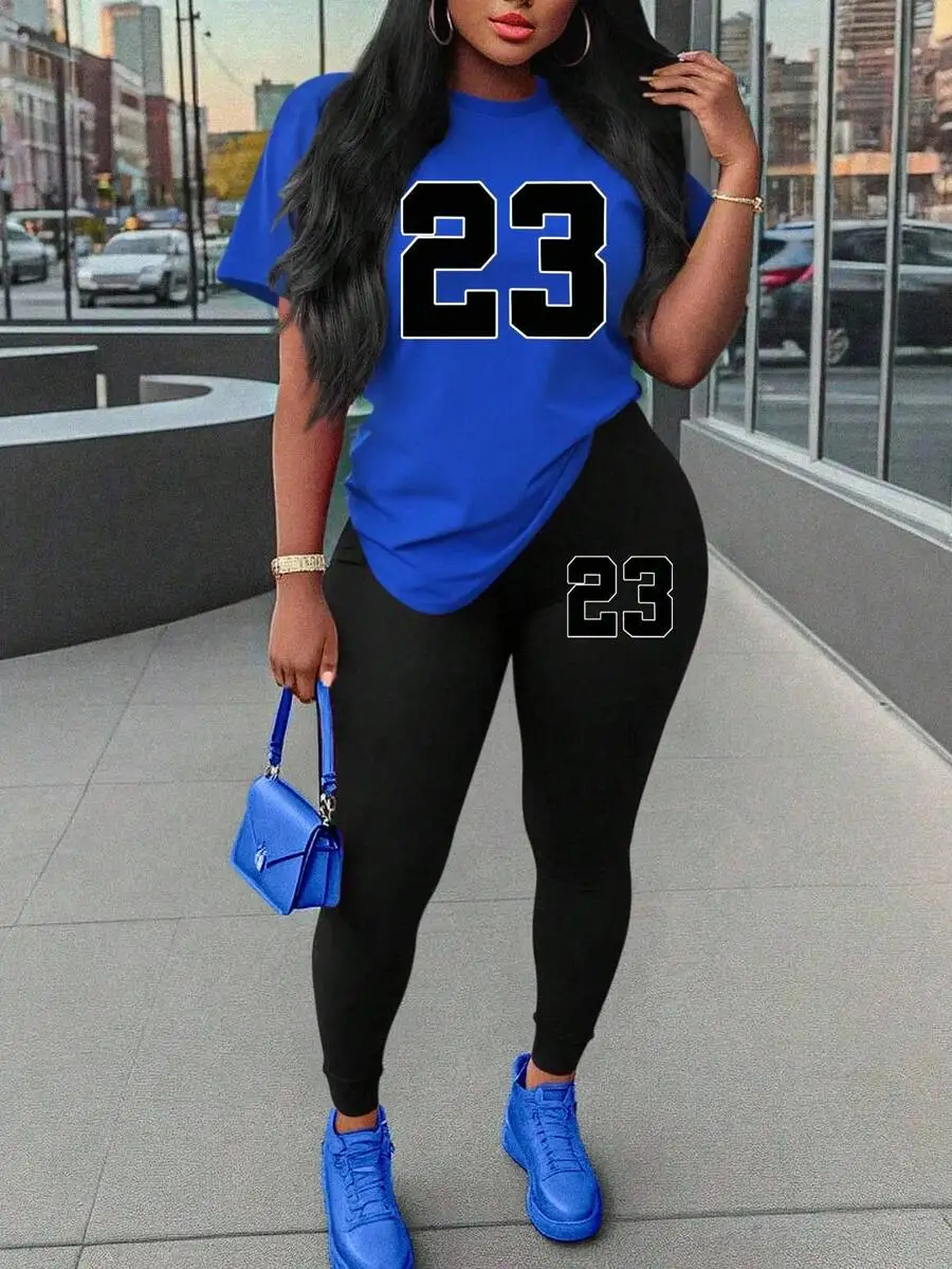Women 2 Piece Set Number Print T-Shirt And Leggings Casual Outfit
Women 2 Piece Set Number Print T-Shirt And Leggings Casual Outfit