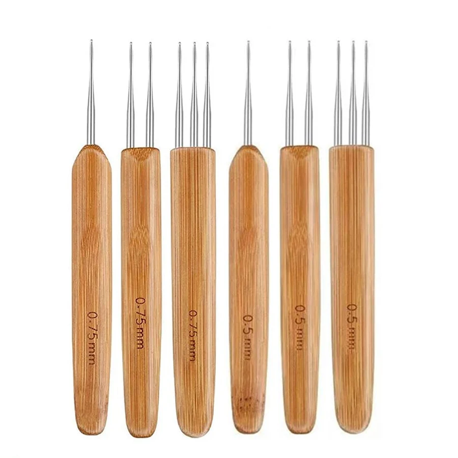 3/6Pcs 0.5mm/0.75mm Dreadlock Crochet Hook Wood Crochet Needles Hair Dreadlocks Tool for Braid Craft
3/6Pcs 0.5mm/0.75mm Dreadlock Crochet Hook Wood Crochet Needles Hair Dreadlocks Tool for Braid Craft