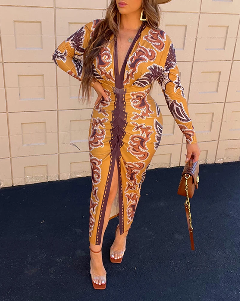 Dress for Women Sexy Slim Fit Long Sleeve Dress Y2K Bodycon Dress Woman Vintage Floral Print Low Cut V-Neck Waist Pleated
Dress for Women Sexy Slim Fit Long Sleeve Dress Y2K Bodycon Dress Woman Vintage Floral Print Low Cut V-Neck Waist Pleated