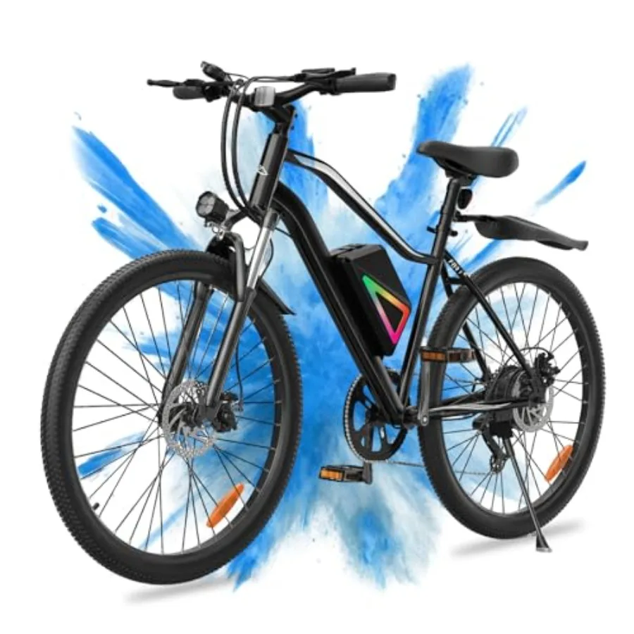 Commuter ebike for adults: aluminum frame matte black finish 1000W peak motor 55/70-mile range 20mph speed 26-inch tires with s
Commuter ebike for adults: aluminum frame matte black finish 1000W peak motor 55/70-mile range 20mph speed 26-inch tires with s