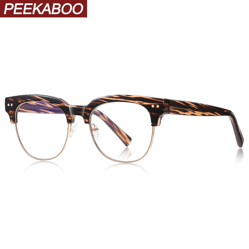 Peekaboo half metal blue light filter glasses for women clear lens TR90 CP acetate classic glasses frame for men rivets unisex
Peekaboo half metal blue light filter glasses for women clear lens TR90 CP acetate classic glasses frame for men rivets unisex
