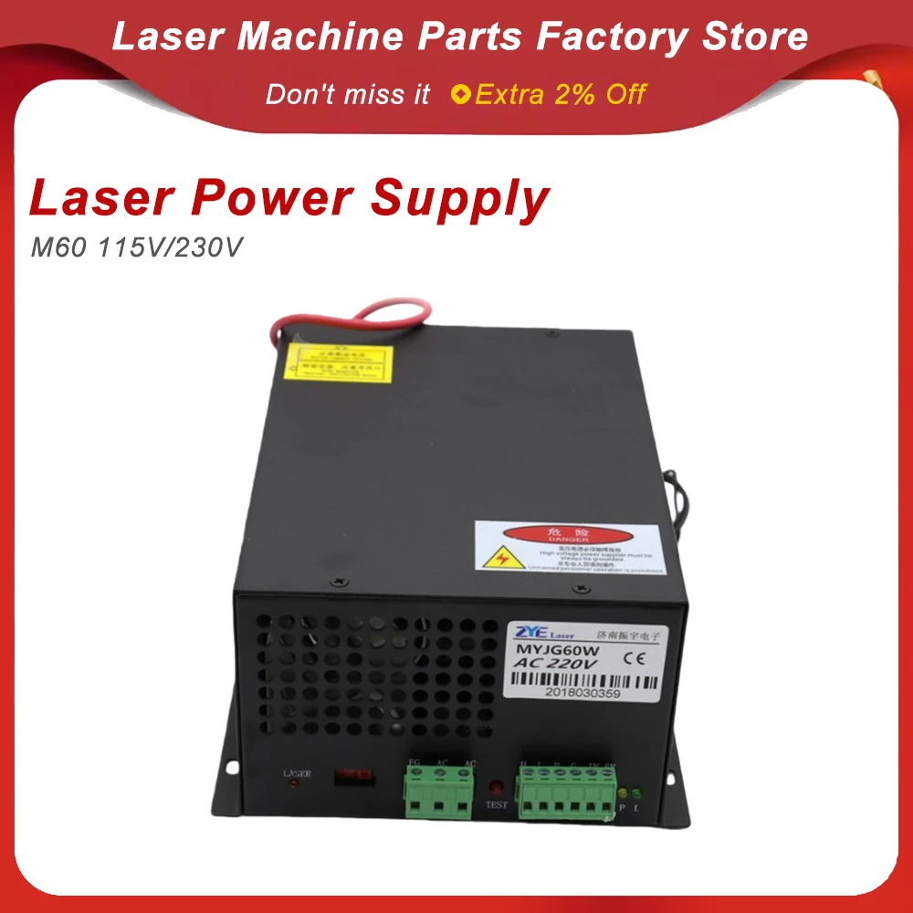 60W CO2 Laser Power Supply 115V/230V for CO2 Laser Engraving Cutting Machine M60 category
60W CO2 Laser Power Supply 115V/230V for CO2 Laser Engraving Cutting Machine M60 category