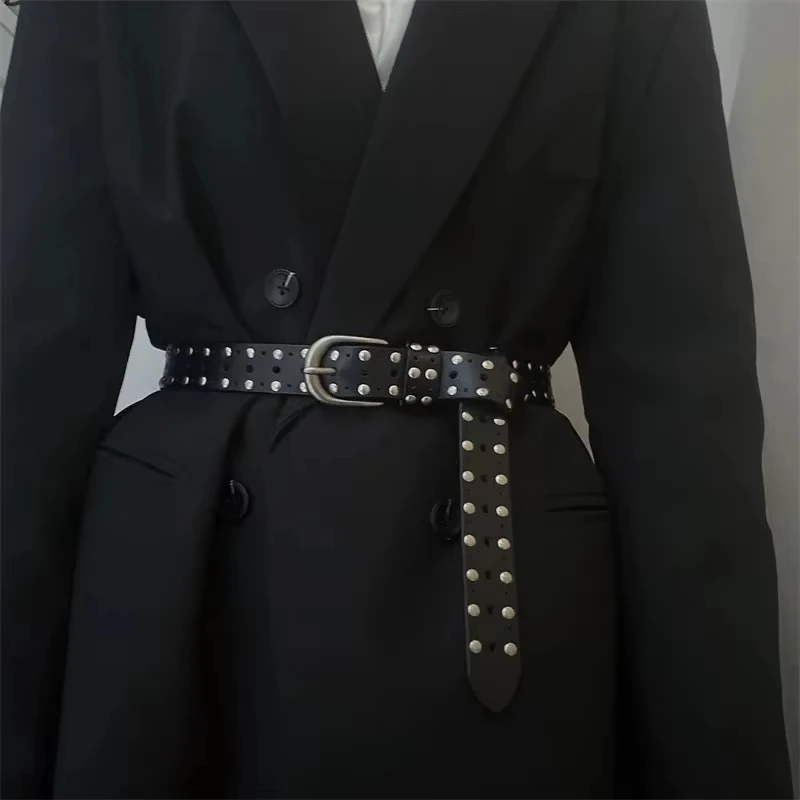 Ladies' retro fashion cowhide belt, genuine leather, Liuding punk rock decoration belt, versatile pants belt
Ladies' retro fashion cowhide belt, genuine leather, Liuding punk rock decoration belt, versatile pants belt