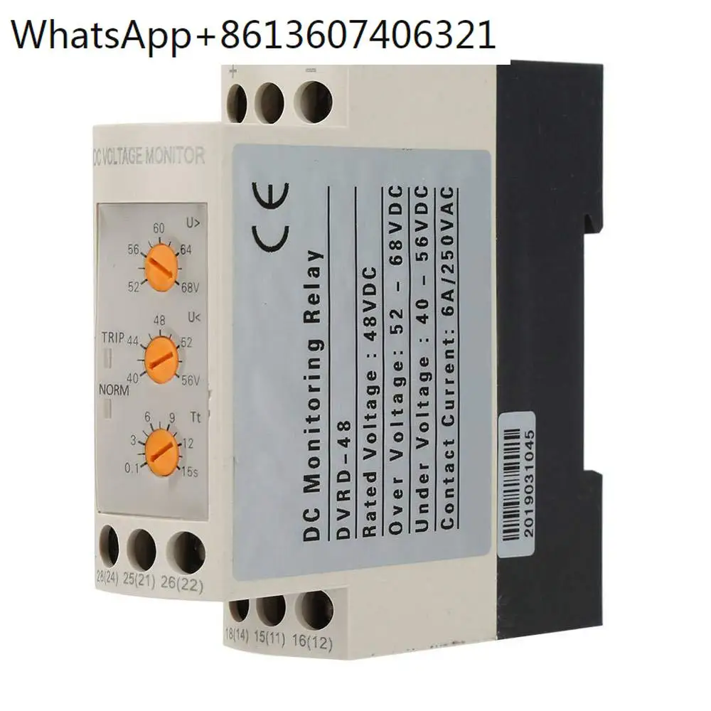 DVRD Voltage Monitoring Relay DC 12V/24V/36V/48V Over-Voltage and Under-Voltage Protection Relay 35MM Guide Rail 13-17V 10-14V
DVRD Voltage Monitoring Relay DC 12V/24V/36V/48V Over-Voltage and Under-Voltage Protection Relay 35MM Guide Rail 13-17V 10-14V