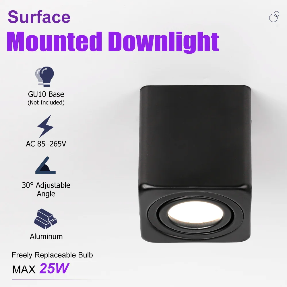 Surface-Mounted Downlight Led Ceiling Lamp GU10 Spot Lamp Replaceable Bulb LED Spotlight for Living Room Bedroom Shop Decoration
Surface-Mounted Downlight Led Ceiling Lamp GU10 Spot Lamp Replaceable Bulb LED Spotlight for Living Room Bedroom Shop Decoration