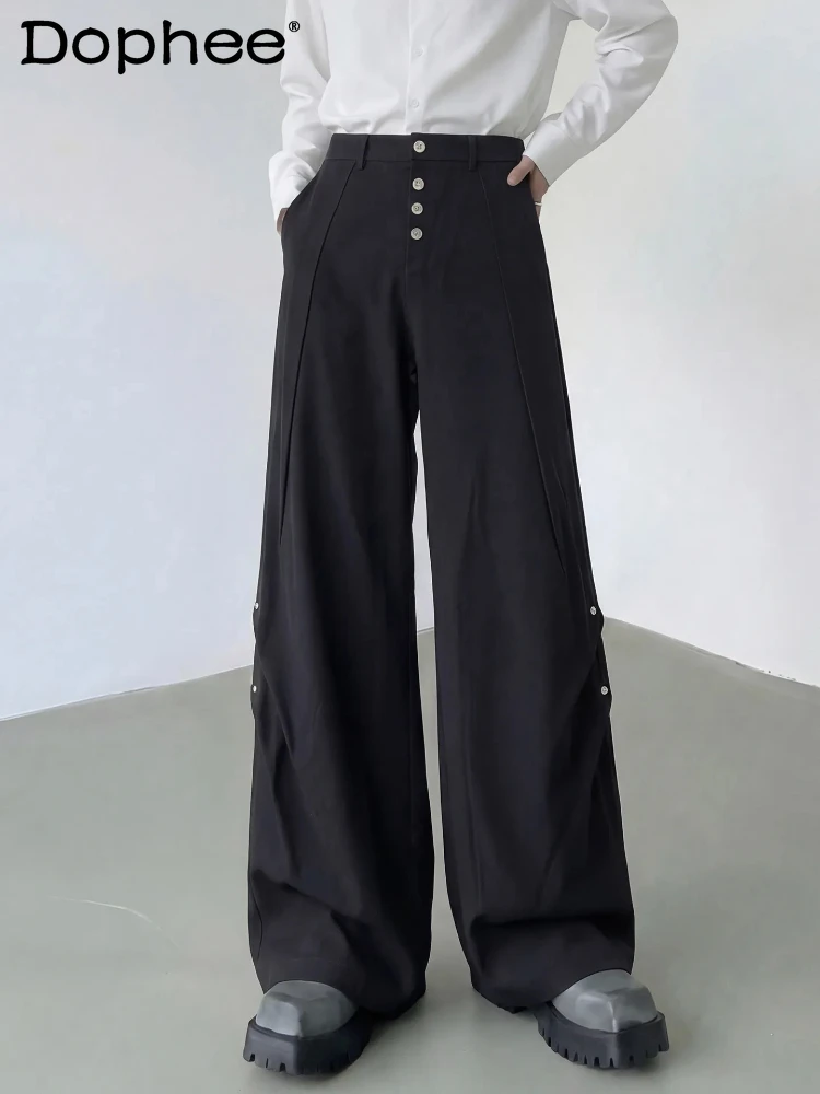Fashion Wide-leg Pants Men's 2026 Spring High Waist Single-breasted Rivet Pleated Design Trousers Male Handsome Loose Chic Pants
Fashion Wide-leg Pants Men's 2026 Spring High Waist Single-breasted Rivet Pleated Design Trousers Male Handsome Loose Chic Pants