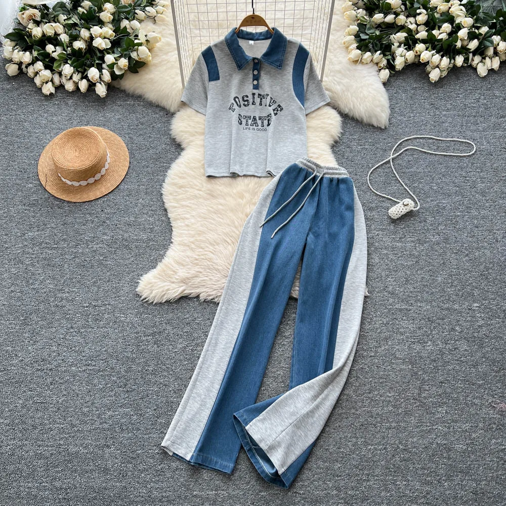 Pant Set Women Two Piece Sets Matching Sets Short Sleeve Casual Tops Wide Leg Long Pants Lace Up Elastic Waist Y2k Streetwear
Pant Set Women Two Piece Sets Matching Sets Short Sleeve Casual Tops Wide Leg Long Pants Lace Up Elastic Waist Y2k Streetwear