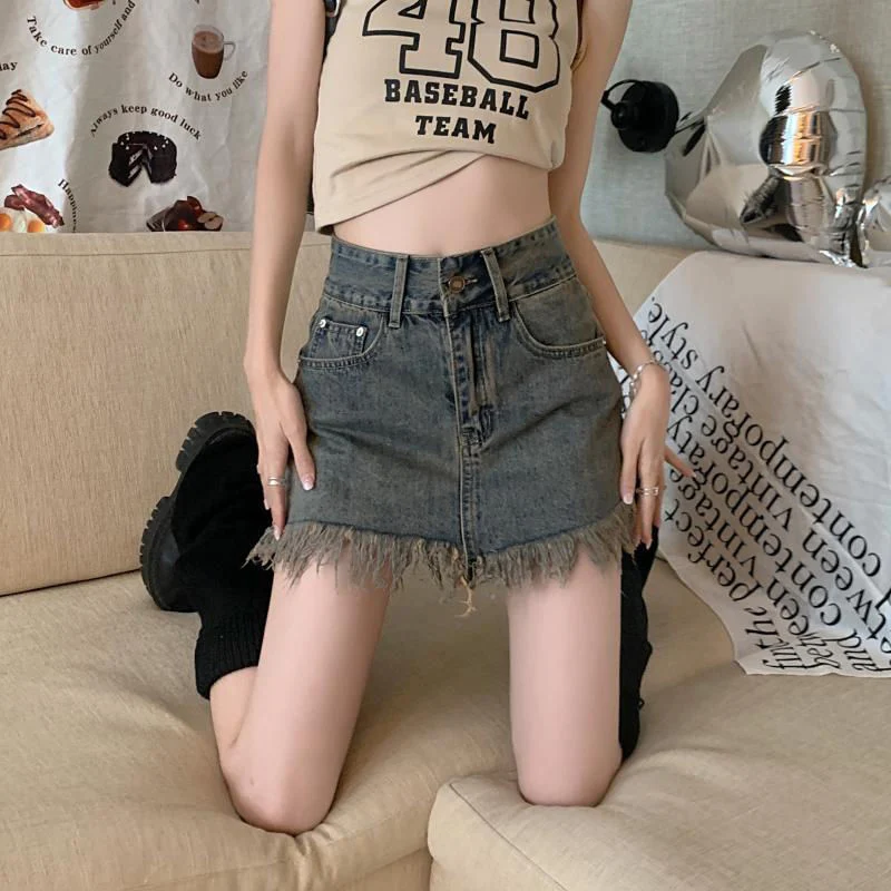 Vintage Denim Mini Skirts Women Streetwear Y2K Tassel A Line Skirt Jeans Summer Korean High Waist Slim Casual All Match Skirts
Vintage Denim Mini Skirts Women Streetwear Y2K Tassel A Line Skirt Jeans Summer Korean High Waist Slim Casual All Match Skirts