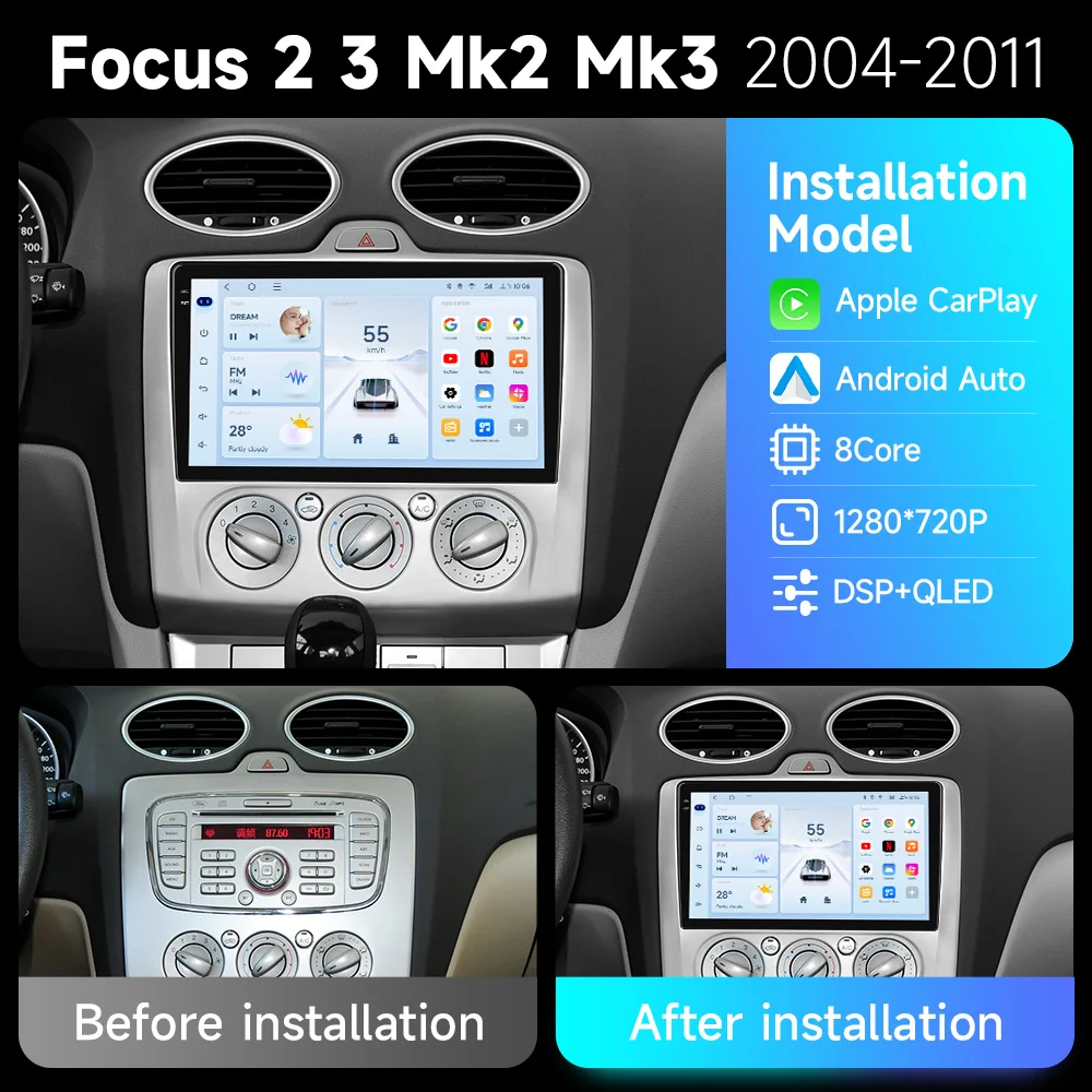 JIUYIN 9 Inch IPS Screen For Ford Focus 2 2004 - 2011 Android 15 Car Multimedia Player Android Auto Car Radio GPS Navi CarPlay
JIUYIN 9 Inch IPS Screen For Ford Focus 2 2004 - 2011 Android 15 Car Multimedia Player Android Auto Car Radio GPS Navi CarPlay