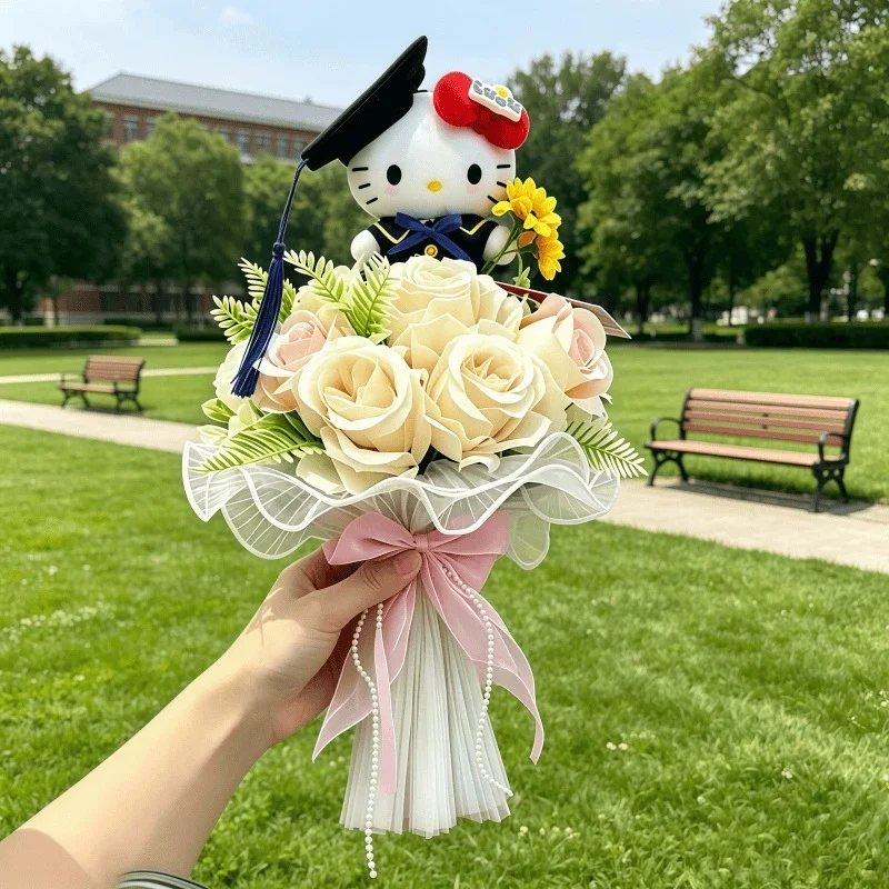 Anime Hello Kitty cos dressing up in bachelor's uniform cartoon plush doll holding flowers kawaii holiday gift
Anime Hello Kitty cos dressing up in bachelor's uniform cartoon plush doll holding flowers kawaii holiday gift