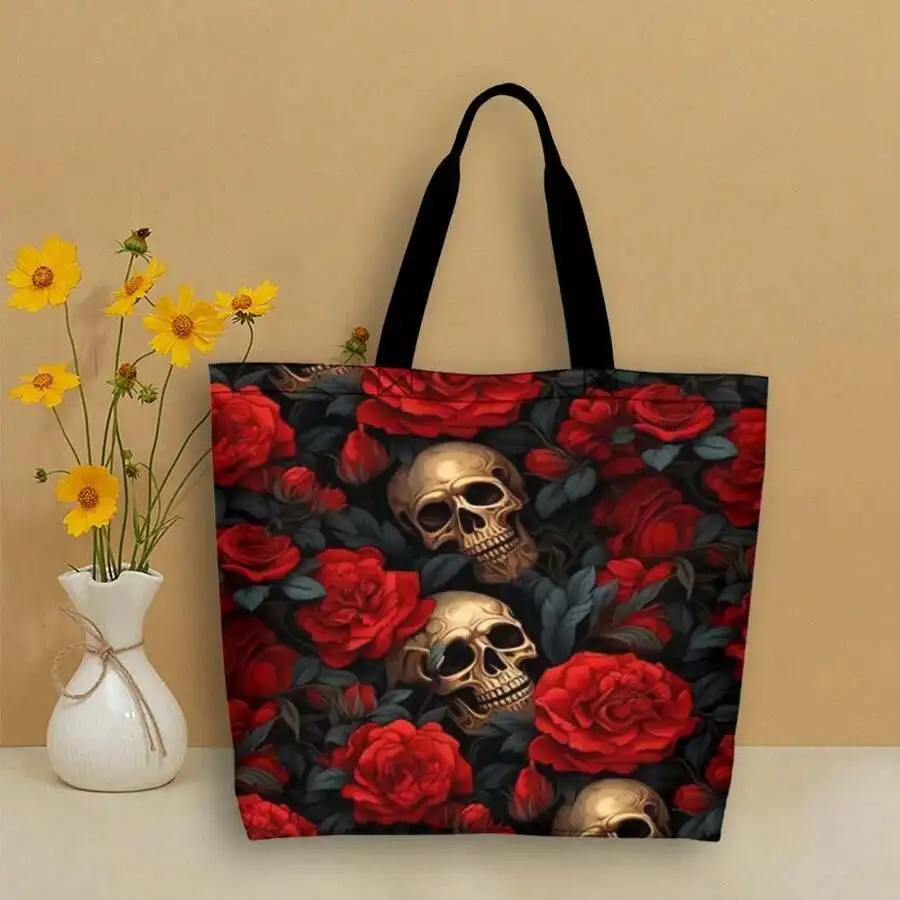 Gothic Skull And Red Roses Tote Bag For Adults Unisex Casual Punk Style Shoulder Bag
Gothic Skull And Red Roses Tote Bag For Adults Unisex Casual Punk Style Shoulder Bag