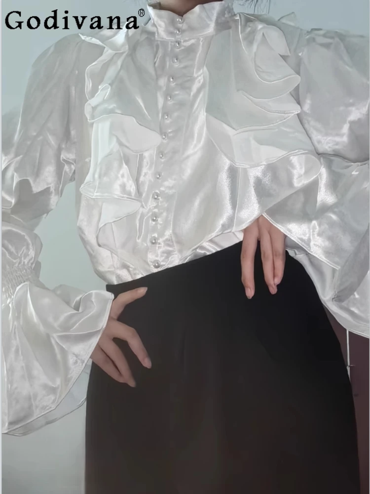 Французская атласная рубашка с длинными рукавами-фонариками для девочек, весенне-осенняя рубашка, модный универсальный свободный возрастной топ с воротником-стойкой в стиле ретро
Французская атласная рубашка с длинными рукавами-фонариками для девочек, весенне-осенняя рубашка, модный универсальный свободный возрастной топ с воротником-стойкой в стиле ретро