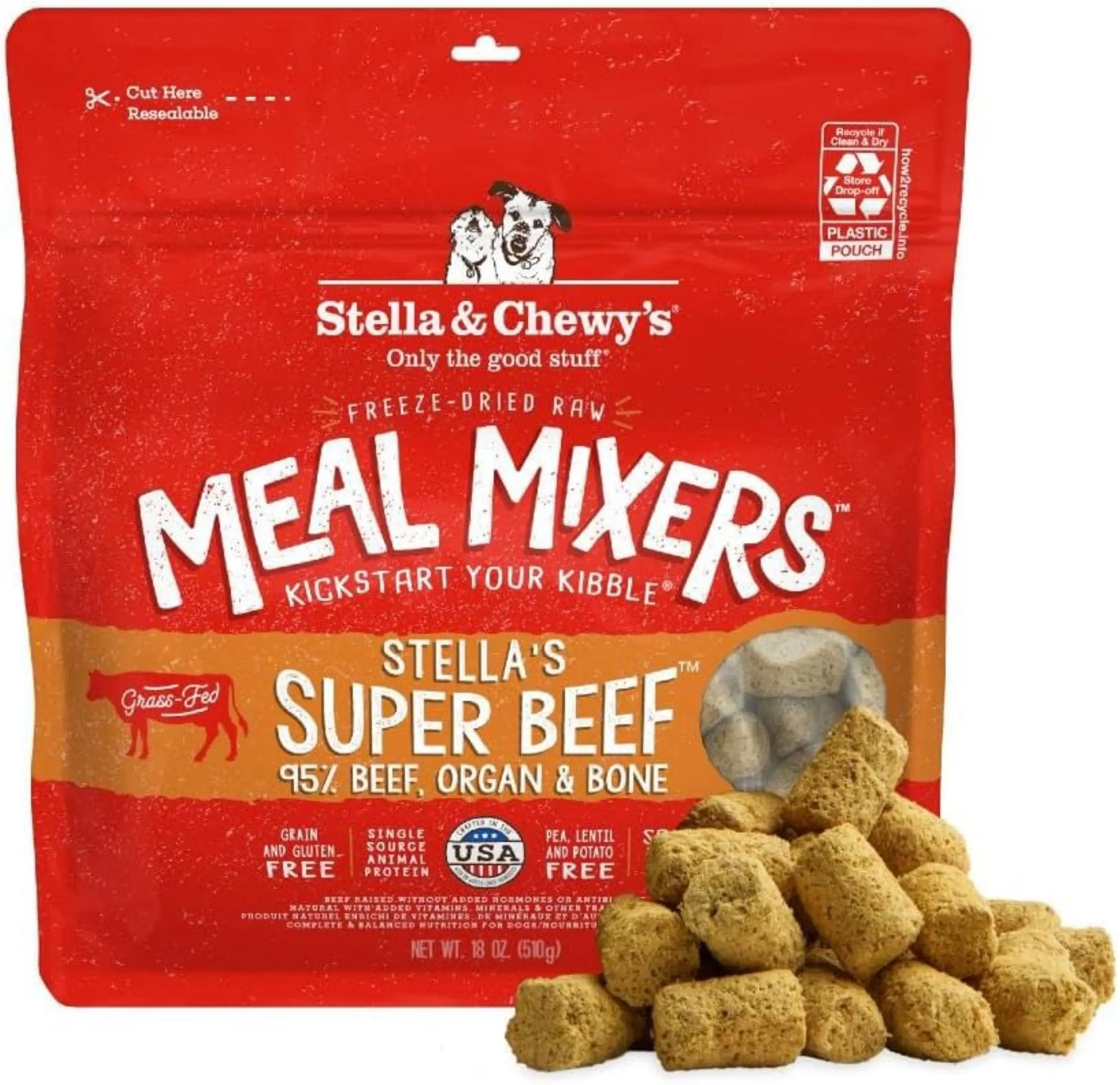 Freeze-dried raw meal mixers for dogs – beef recipe food topper in 18 oz resealable bag
Freeze-dried raw meal mixers for dogs – beef recipe food topper in 18 oz resealable bag
