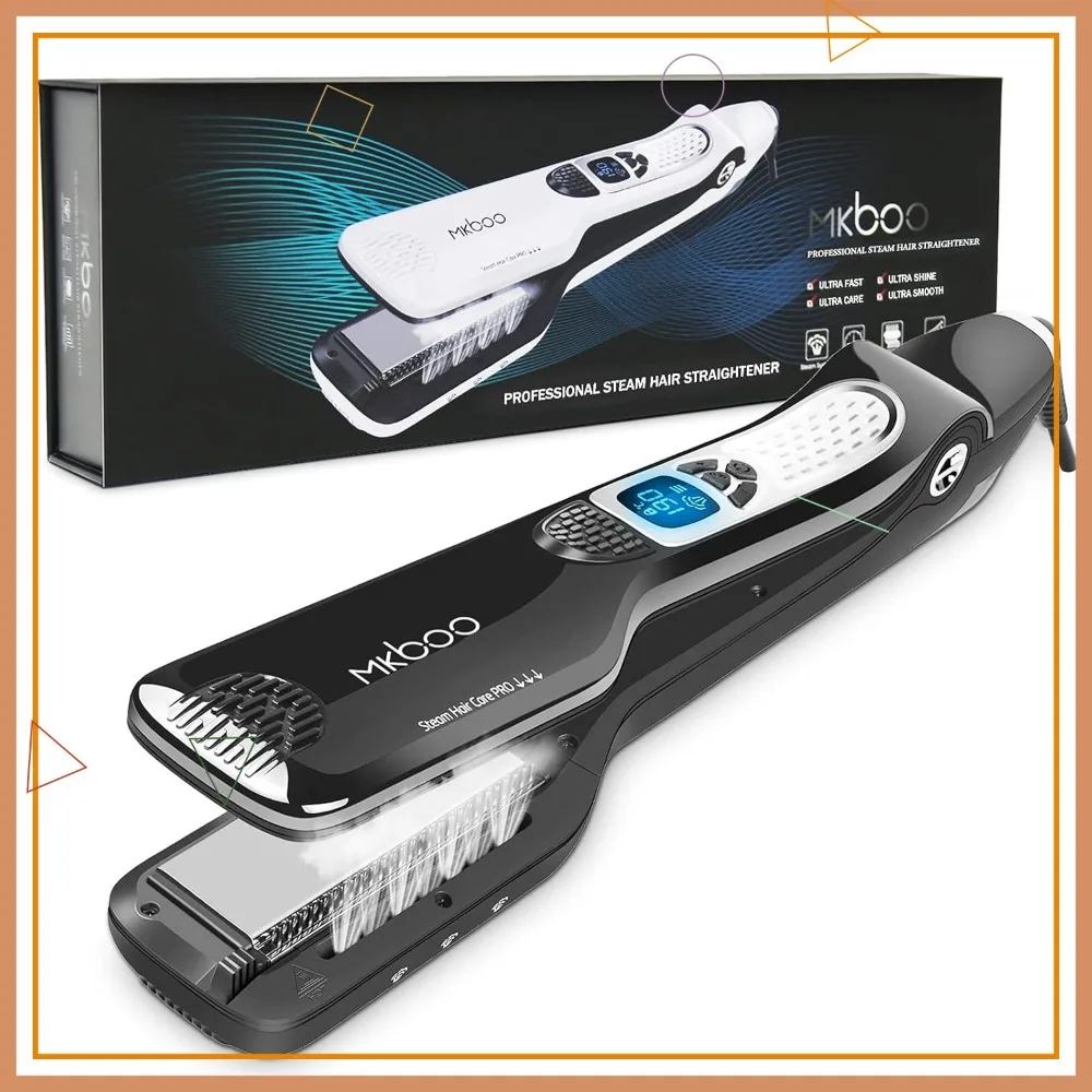 Professional Steam Hair Straightener, Nano Titanium Ceramic Flat Iron with Removable Comb, Digital LCD, 5-Level Heat, Auto Lock
Professional Steam Hair Straightener, Nano Titanium Ceramic Flat Iron with Removable Comb, Digital LCD, 5-Level Heat, Auto Lock