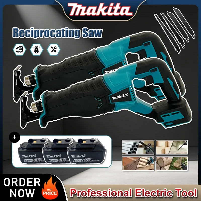 Бесщеточная сабельная пила Makita, портативный аккумуляторный электроинструмент с 4 пильными полотнами для аккумуляторов 20В/18В
Бесщеточная сабельная пила Makita, портативный аккумуляторный электроинструмент с 4 пильными полотнами для аккумуляторов 20В/18В