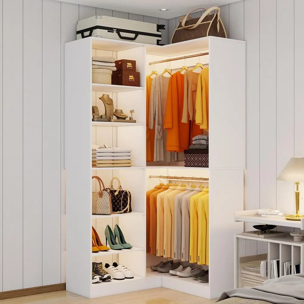 Adjustable 39.4-78.8 White Walk-in Closet Organizer System with 6 Shelves and 3 Hanging Rods
Adjustable 39.4-78.8 White Walk-in Closet Organizer System with 6 Shelves and 3 Hanging Rods