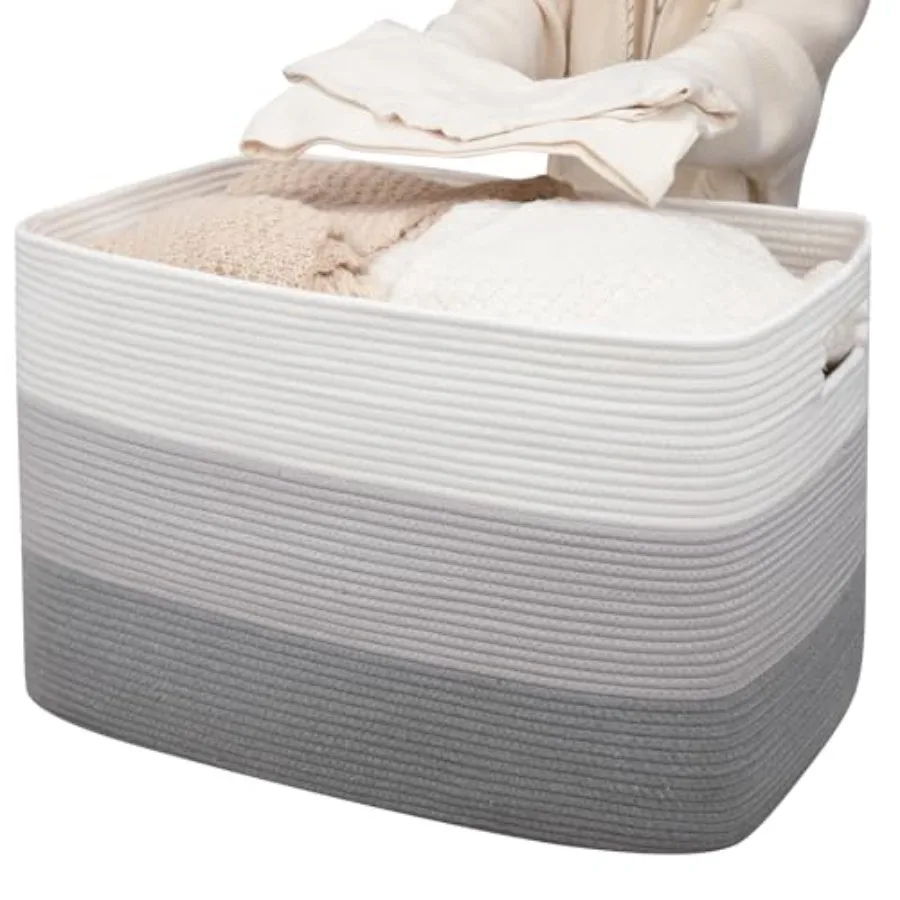 118L Extra Large Blanket Basket, Rectangle Woven Cotton Rope Storage Basket, Used for storing Dirty Clothes, Stuffed Animal Toy
118L Extra Large Blanket Basket, Rectangle Woven Cotton Rope Storage Basket, Used for storing Dirty Clothes, Stuffed Animal Toy