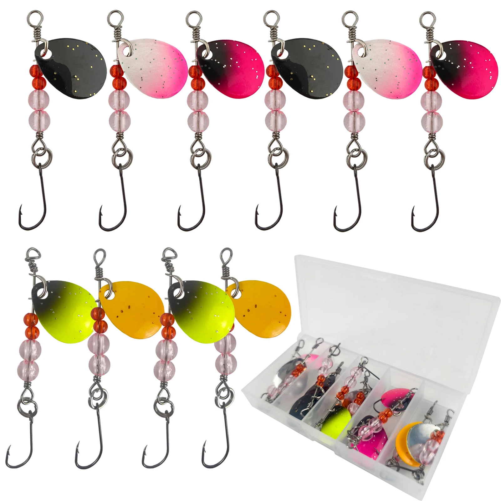 БЕСПЛАТНАЯ FISHER, 10 шт., набор рыболовных спиннеров, приманки с металлическими ложками, 6,5 см, 2 г, разноцветные блесны, смешанные приманки с блестками для окуня/щуки/троя
БЕСПЛАТНАЯ FISHER, 10 шт., набор рыболовных спиннеров, приманки с металлическими ложками, 6,5 см, 2 г, разноцветные блесны, смешанные приманки с блестками для окуня/щуки/троя