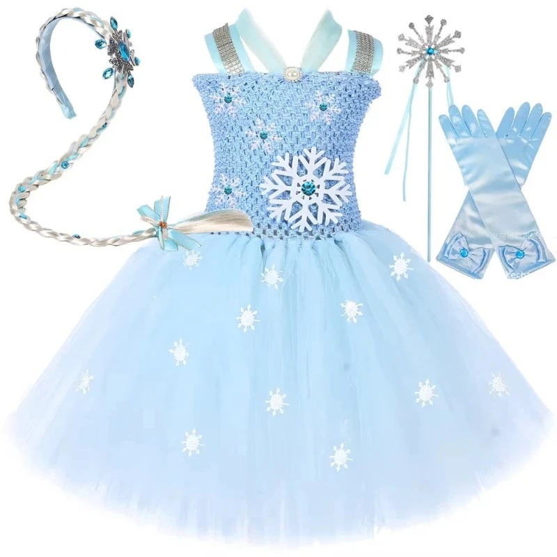 Princess Elsa Costumes for Girls New Years Outfit with Long Hair Snowflake Wand for Kids Christmas Snow Queen Ballet Tutu Dress
Princess Elsa Costumes for Girls New Years Outfit with Long Hair Snowflake Wand for Kids Christmas Snow Queen Ballet Tutu Dress