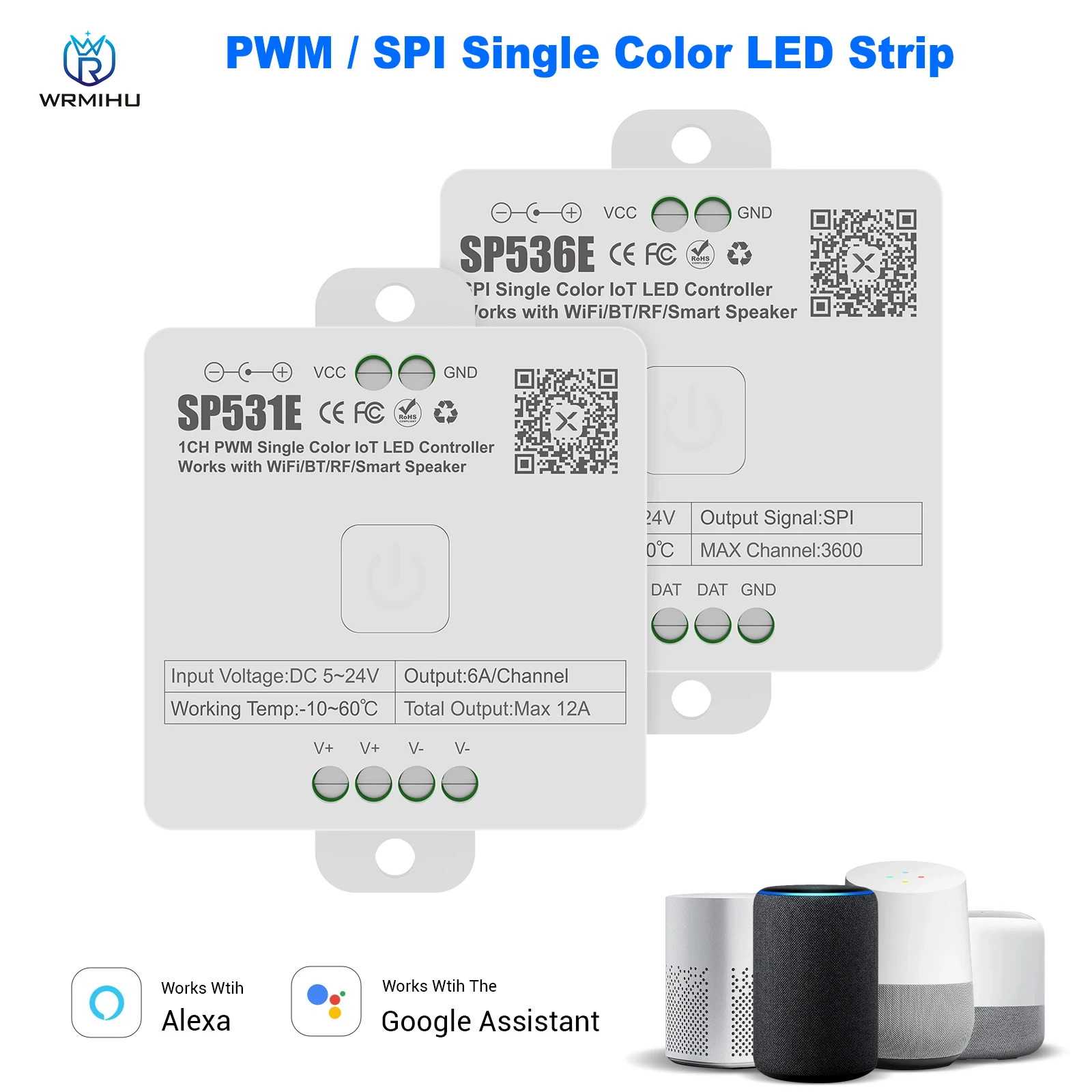 Одноцветный светодиодный контроллер SP531E SP536E Приложение Wi-Fi Alexa Google Home Music BT RF Дистанционный диммер SPI/PWM Светодиодная лента DC 5-24V
Одноцветный светодиодный контроллер SP531E SP536E Приложение Wi-Fi Alexa Google Home Music BT RF Дистанционный диммер SPI/PWM Светодиодная лента DC 5-24V
