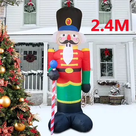 Soldado Cascanueces inflable de 2,4 M, luz LED integrada para exteriores, decoraciones navideñas para interiores, hogar, patio, jardín, decoración de Navidad