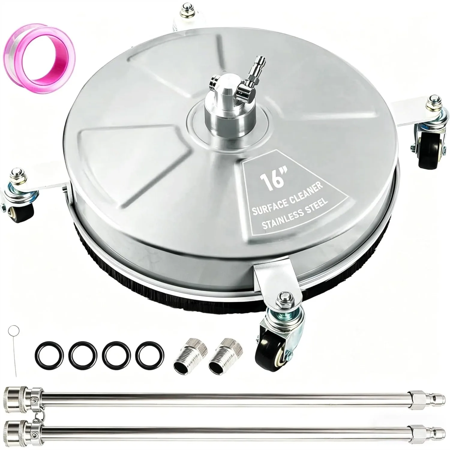 16" Pressure Washer Surface Cleaner, Stainless Steel with 4 Wheels for Concrete Patio Deck, 4000 PSI
16" Pressure Washer Surface Cleaner, Stainless Steel with 4 Wheels for Concrete Patio Deck, 4000 PSI