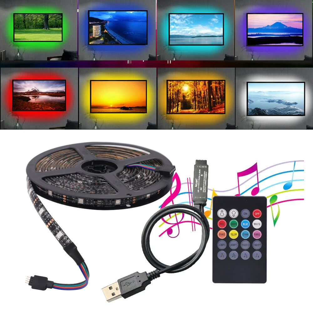 Светодиодная лента с питанием от USB, 5 В, 5050 RGB, 30 светодиодов на метр, 10 мм
Светодиодная лента с питанием от USB, 5 В, 5050 RGB, 30 светодиодов на метр, 10 мм