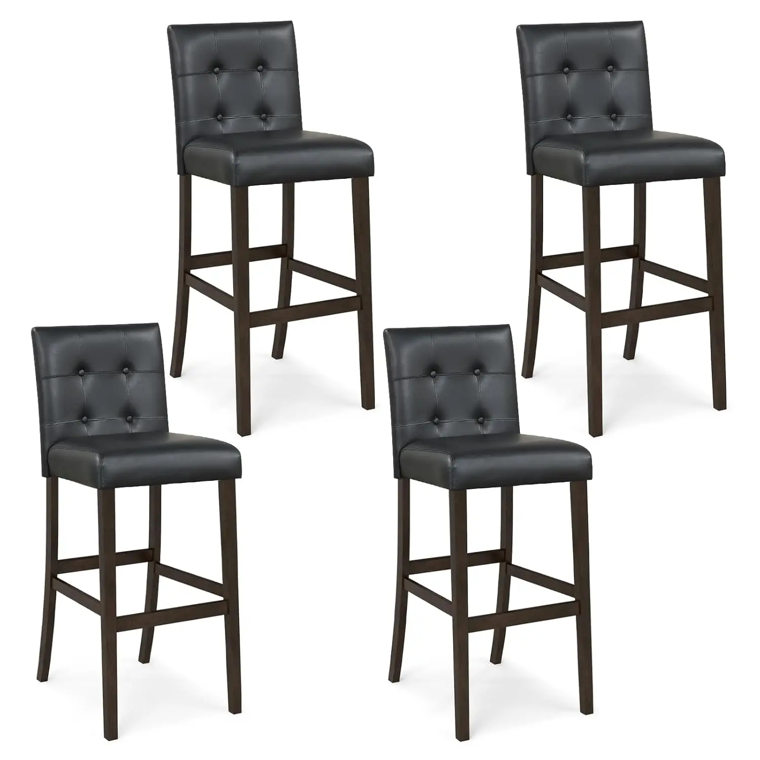 Set Of 4 Bar Stools, 30.5‘’ Upholstered Barstool With Back, Button-Tufted PVC Leather Counter Height Chairs, Pub, Customized
Set Of 4 Bar Stools, 30.5‘’ Upholstered Barstool With Back, Button-Tufted PVC Leather Counter Height Chairs, Pub, Customized