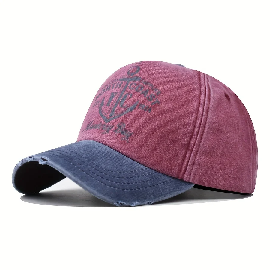 Cool Hippie Retro Curved Brim Baseball Cap, Anchor & North Coast Print Distressed Cotton Trucker Hat, Color Block Ripped Snapbac
Cool Hippie Retro Curved Brim Baseball Cap, Anchor & North Coast Print Distressed Cotton Trucker Hat, Color Block Ripped Snapbac