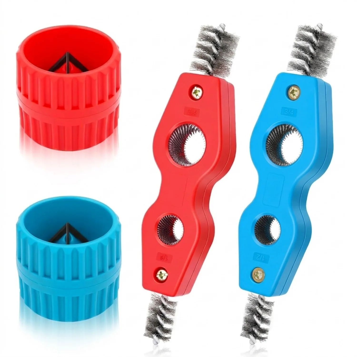 4PCS 4 in 1 Copper Tubing Brush and Reamer 1/2in 3/4in Copper Pipe Cleaner Reamer Deburr Brush for PVC PPR Brass Aluminum Pipes
4PCS 4 in 1 Copper Tubing Brush and Reamer 1/2in 3/4in Copper Pipe Cleaner Reamer Deburr Brush for PVC PPR Brass Aluminum Pipes