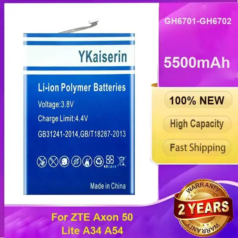 Mobile Phone Battery For Zte Axon 50 Lite A34 A54 GH6701-GH6702 5500Mah Good Low-Temperature Performance
Mobile Phone Battery For Zte Axon 50 Lite A34 A54 GH6701-GH6702 5500Mah Good Low-Temperature Performance