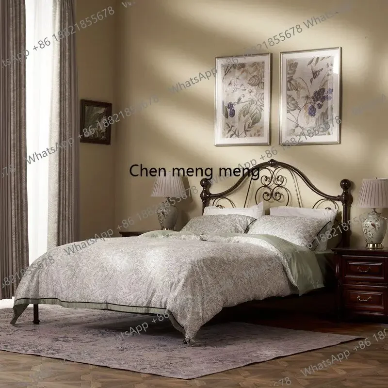 E182 American rural retro European environmentally friendly high-quality double wrought iron bed
E182 American rural retro European environmentally friendly high-quality double wrought iron bed