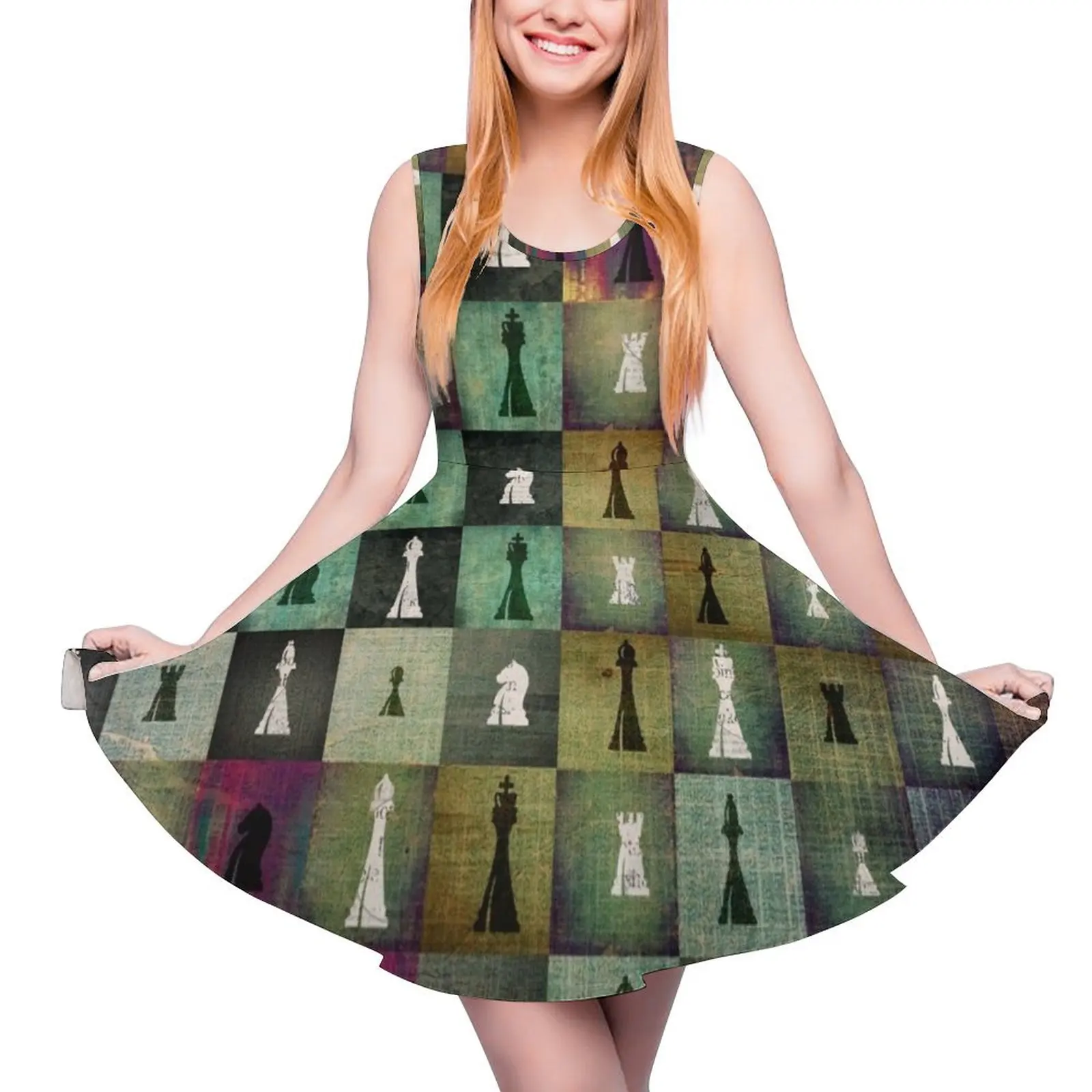 Paint and Print Chessboard and Chess Pieces pattern Sleeveless Dress cocktail dresses dress party night
Paint and Print Chessboard and Chess Pieces pattern Sleeveless Dress cocktail dresses dress party night