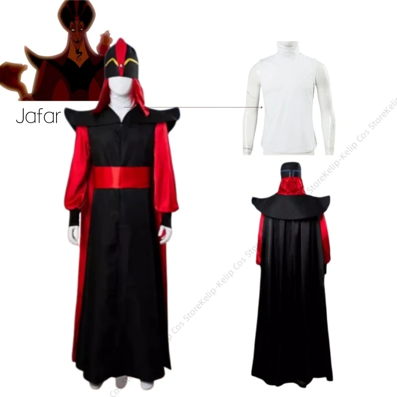 Magic Lamp Jafar Cosplay Costume Red Black Robe Sorcerer Uniform with Headpiece Full Set for Men Halloween Carnival Outfits
Magic Lamp Jafar Cosplay Costume Red Black Robe Sorcerer Uniform with Headpiece Full Set for Men Halloween Carnival Outfits