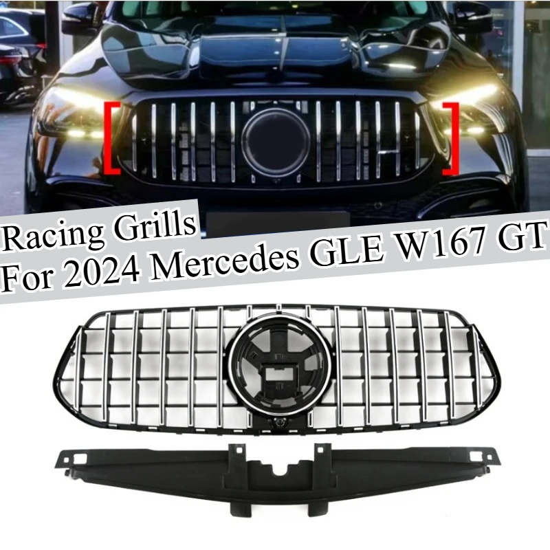 For 2024 Mercedes GLE W167 GT Style Front Grille Upgrade Prefacelift Sport AMG Style Mesh Grill Direct Replacement ABS Carbon 
For 2024 Mercedes GLE W167 GT Style Front Grille Upgrade Prefacelift Sport AMG Style Mesh Grill Direct Replacement ABS Carbon