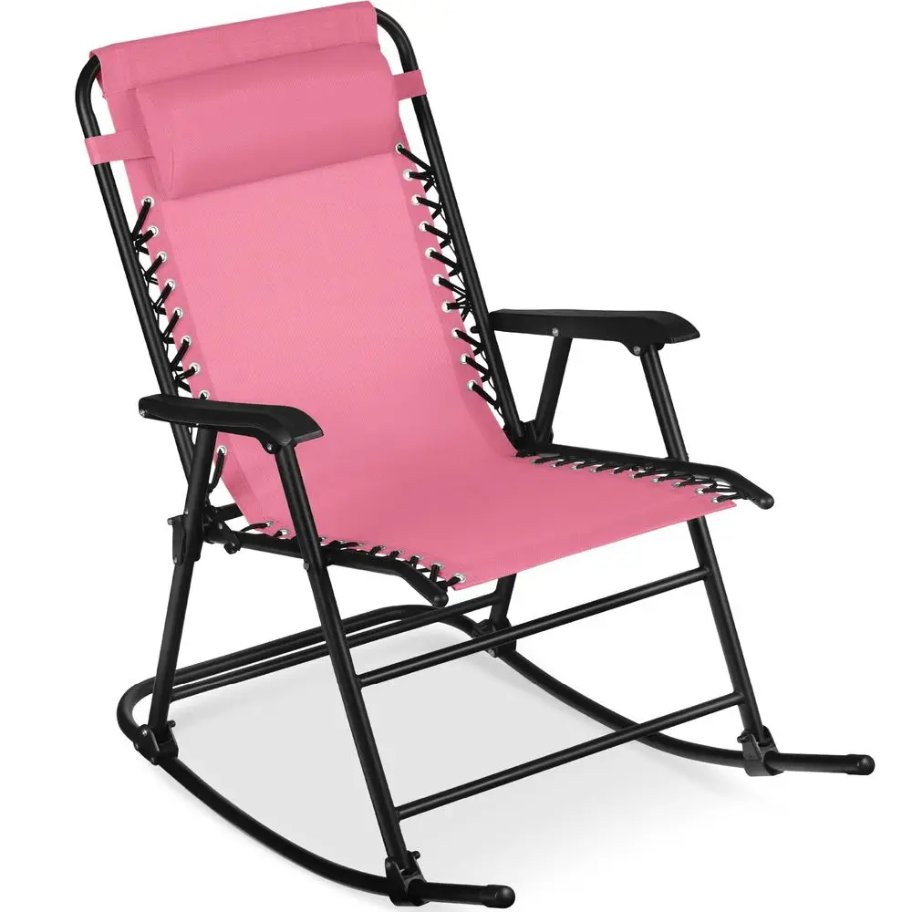 Outdoor Zero Gravity Rocking Chair, Folding Reclining Patio Lounge Chair with Adjustable Pillow for Lawn, Beach, Camping Pink
Outdoor Zero Gravity Rocking Chair, Folding Reclining Patio Lounge Chair with Adjustable Pillow for Lawn, Beach, Camping Pink