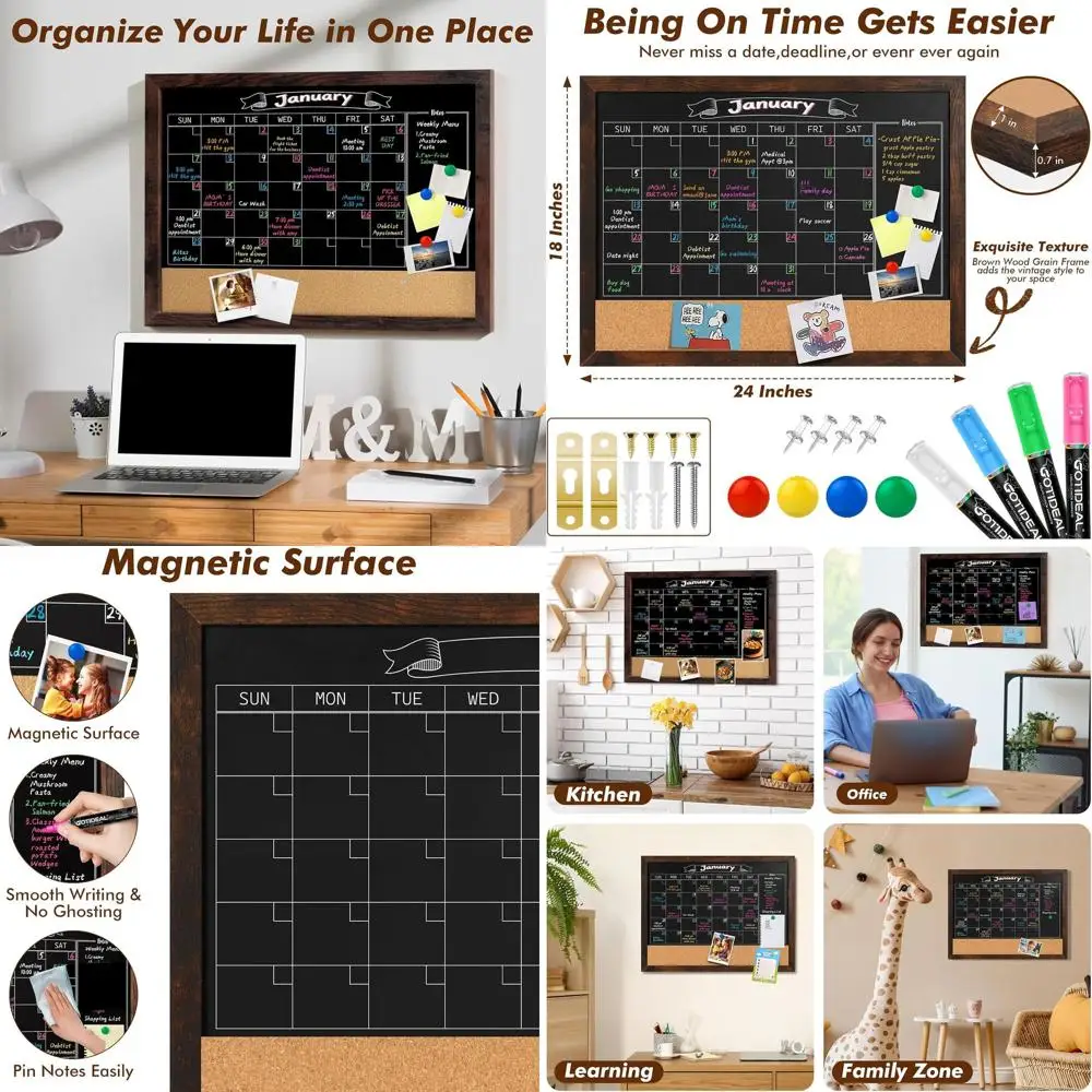 Магнитный календарь-доска 18 x 24 дюймов, в рамке, для дома, офиса, школы, кухни
Магнитный календарь-доска 18 x 24 дюймов, в рамке, для дома, офиса, школы, кухни
