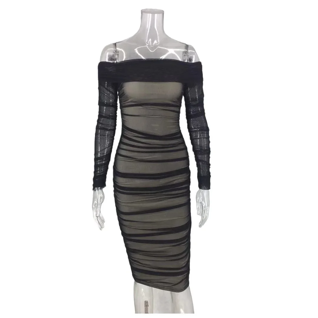 2024 Autumn Solid Color Sexy Slim Party Long Sleeve Off Shoulder Pleated Dress
2024 Autumn Solid Color Sexy Slim Party Long Sleeve Off Shoulder Pleated Dress