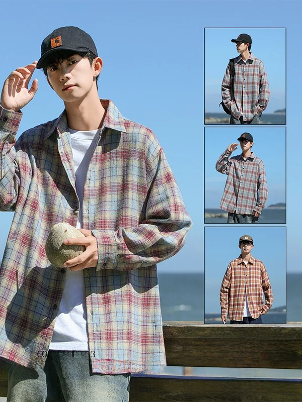 Loose Long Sve Men's irt Spring Autumn Summer Thin Plaid Jaet Breathable Polyester Cotton Blend Youth Faion
Loose Long Sve Men's irt Spring Autumn Summer Thin Plaid Jaet Breathable Polyester Cotton Blend Youth Faion