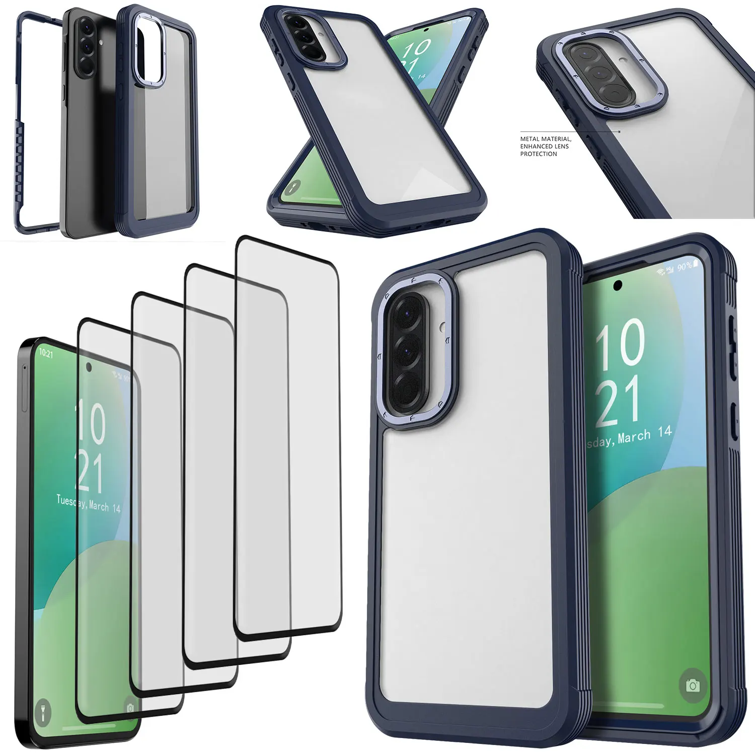 Для Samsung Galaxy A06/A16/A26/A36/A56 двухслойный сверхпрочный чехол с гибридной крышкой + 4 шт. прозрачные защитные пленки из закаленного стекла
Для Samsung Galaxy A06/A16/A26/A36/A56 двухслойный сверхпрочный чехол с гибридной крышкой + 4 шт. прозрачные защитные пленки из закаленного стекла