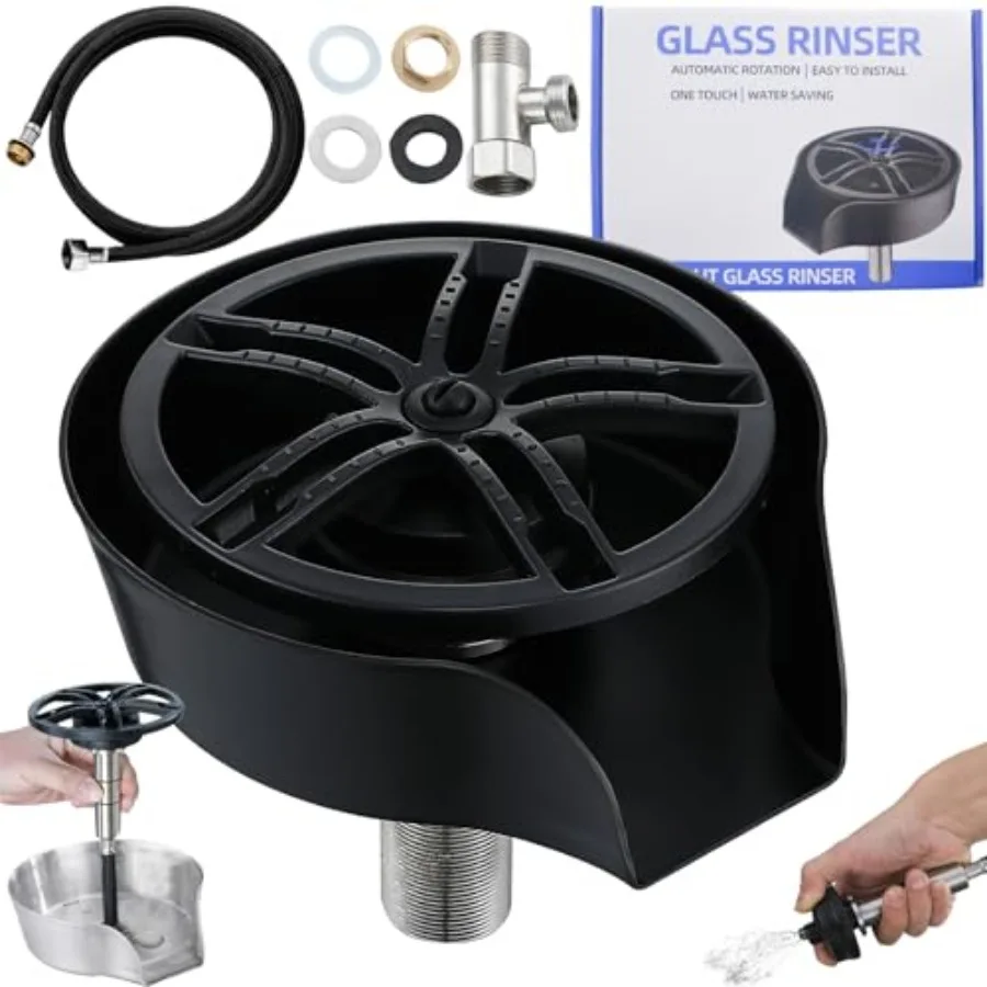 Glass Rinser and Cup Washer for Sink, 360° Rotating Spray Nozzle with Pull-Out Design, Bottle Cleaner - Tilted Base Prevents Sp
Glass Rinser and Cup Washer for Sink, 360° Rotating Spray Nozzle with Pull-Out Design, Bottle Cleaner - Tilted Base Prevents Sp